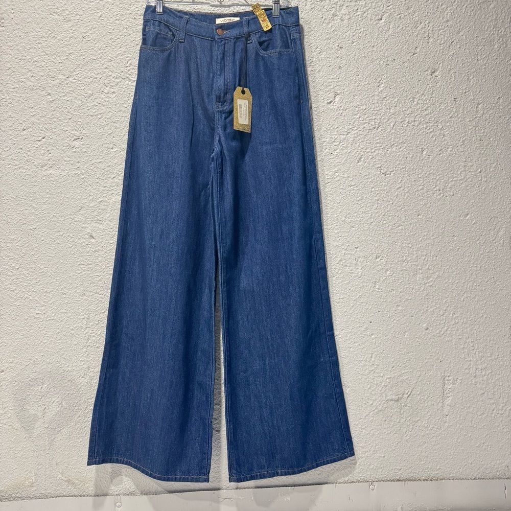 NWT Vibrant MIU Women Wide Leg Soft Lightweight Denim Jeans Size 11(W29)